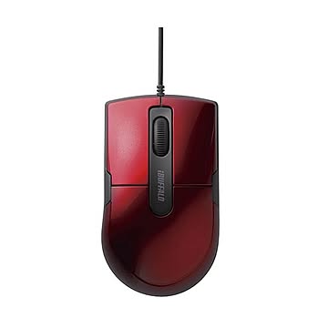 (まとめ) バッファロー 有線BlueLEDマウス 静音 3ボタンMサイズ レッド BSMBU26SMRD 1個 【×10セット】