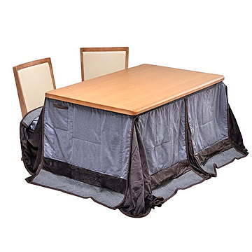 TAMO タモ突板　幅135cm ハイタイプコタツ 専用こたつふとん ＆ 回転チェア 2脚セット 計4点セット 【ナチュラル/グレー】