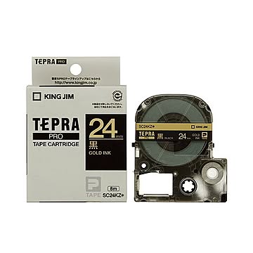(まとめ) キングジム テプラ PRO テープカートリッジ パステル 24mm 黒／金文字 SC24KZ 1個 【×10セット】