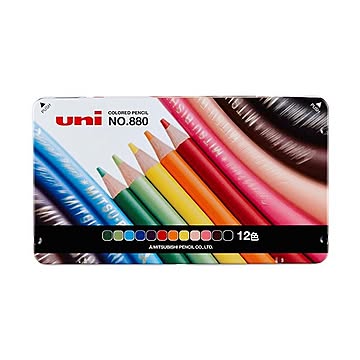 （まとめ） 三菱鉛筆 色鉛筆880級12色（各色1本） K88012CP 1缶 【×5セット】