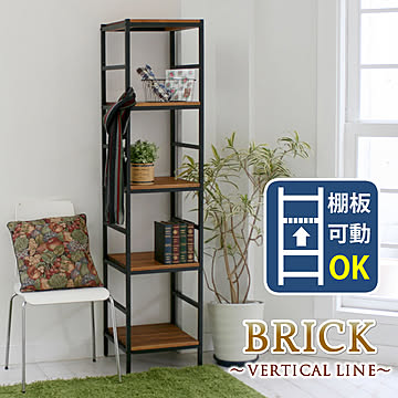 木製 アイアン ラック シェルフ ブリック / brick ラックシリーズ5段 40×40×175 PRU-4040175  天然木 簡単組立 モダン アンティーク カフェ 収納 ウッドラック