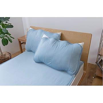 接触冷感 枕パッド/寝具 【約43×63cm アクアマリン 同色2枚セット】 ゴムバンド付 ひんやり乾きやすい スピードドライ エアー