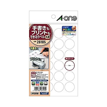 （まとめ） エーワン 手書きもプリントもできるラベルはがきサイズ 丸型24面 20mmφ 26105 1冊（12シート） 【×30セット】