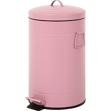 12L ピンク ペダル式 スチール製 ラウンドペダルペール ゴミ箱