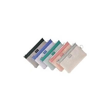 (業務用10セット) LIHITLAB メッシュケース/薄型ポーチ 【B6】 ジッパータイプ マチなし F-244 ブラック