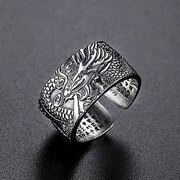【在庫限り】リング 般若心経 ドラゴン 指輪 龍 竜 シルバーアクセサリー ヒップホップ アクセサリー ジュエリー ジュエル jewel レゲエ クラブ CLUB メンズ