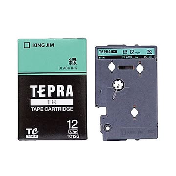 (まとめ) キングジム テプラ TR テープカートリッジ パステル 12mm 緑／黒文字 TC12G 1個 【×10セット】