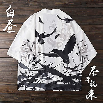 八咫烏　法被 カラス 烏 鴉 夏祭り 夏恋 寺神社 羽織り 半纏