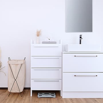 タカシン家具工業 サニタリーチェスト 引き出し4杯 幅30cm ホワイト NC-9030H