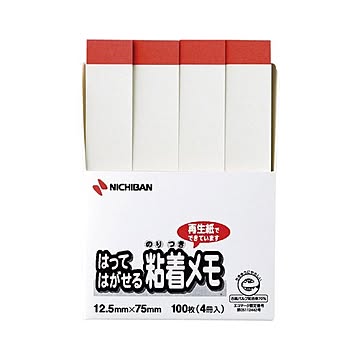 （まとめ） ニチバン ポイントメモ(R) はってはがせる粘着メモ F-3WP 白 赤帯 4個入 【×10セット】