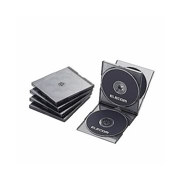 (まとめ)エレコム Blu-ray/DVD/CDケース(標準/PS/4枚収納) CCD-JSCNQ5CBK×5セット