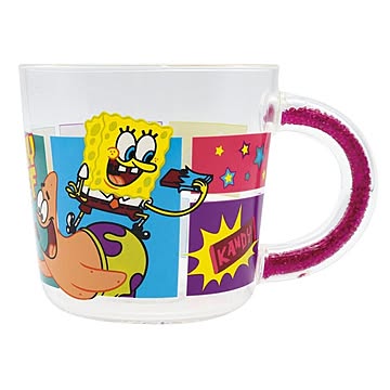 スポンジボブSPONGEBOB ビーズハンドル耐熱ガラスマグ PIZA YE SBE-2800 CHOCOLATE PK SBE-2801