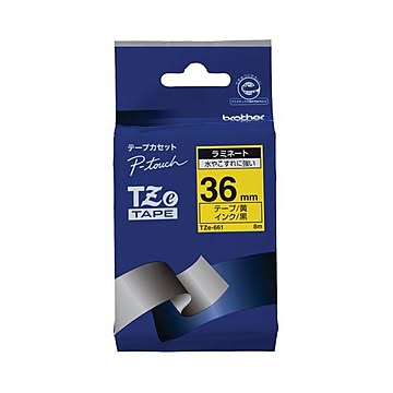 (まとめ) ブラザー BROTHER ピータッチ TZeテープ ラミネートテープ 36mm 黄／黒文字 TZE-661 1個 【×10セット】