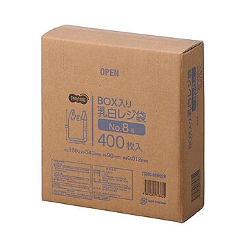 (まとめ) TANOSEE BOX入レジ袋 乳白8号 ヨコ160×タテ340×マチ幅90mm 1箱（400枚）  【×30セット】
