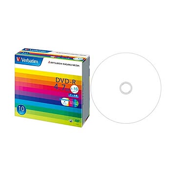 （まとめ） バーベイタム データ用DVD-R 4.7GB ワイドプリンターブル 5mmスリムケース DHR47JP10V1 1パック（10枚） 【×5セット】