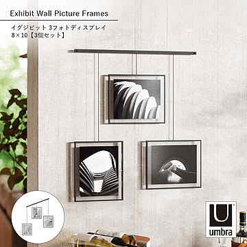 Umbra アンブラ イグジビット 3フォトディスプレイ 8×10【3個セット】壁掛け 写真立て 六切り フォトスタンド 写真スタンド ディスプレイ スチール アート 複数枚