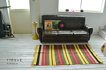 ラグ ネイティブボーダー ハーフラグ 90×150cm 1畳用 インド綿100％