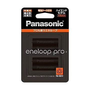 (まとめ) パナソニック 充電式ニッケル水素電池eneloop pro ハイエンドモデル 単4形 BK-4HCD/4C 1パック(4本) 【×10セット】