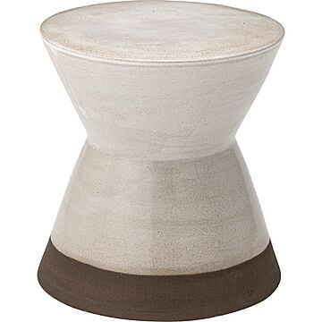 陶器製 オットマン スツール サイドテーブル兼用 直径30×高さ31cm ホワイト 屋外使用対応 リビング用インテリア家具