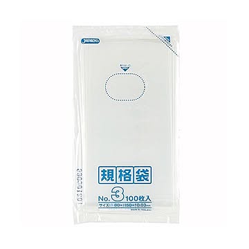 （まとめ） ジャパックス 規格袋 3号 ヨコ80×タテ150×厚み0.03mm K-03 1パック（100枚） 【×60セット】