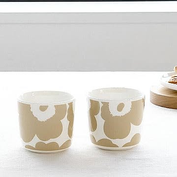 マリメッコ ウニッコ ラテマグ 200ml 2個入り(ペア) ホワイト/ベージュ marimekko UNIKKO