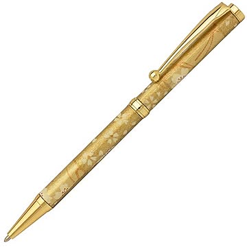 日本製 ハンドメイド ボールペン/文房具 【金箔格子 金色】 クロスタイプ 芯：0.7mm 美濃和紙 友禅紙 文具 オフィス用品