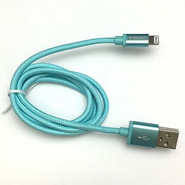 E-SELECT MFI認証ライトニングカラーケーブル (断線しにくいナイロン編みこみタイプ) 1m ブルー ES-LTCB1ANB
