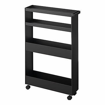 tower タワー(山崎実業) キャスター付きスリムワゴン 4段 Four-Tier Rolling Storage Cart 収納棚 隙間収納 キッチン 洗面 脱衣所 サニタリー ストック