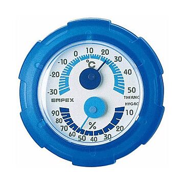 (まとめ)EMPEX 温・湿度計 シュクレミニ温度・湿度計 TM-2386 クリアブルー【×5セット】