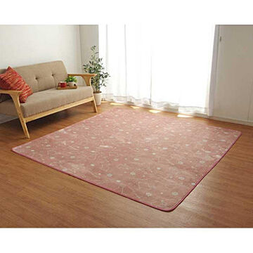 ピンク ウサギ柄 ラグカーペット 約185×185cm 洗える 2畳 ホットカーペット対応