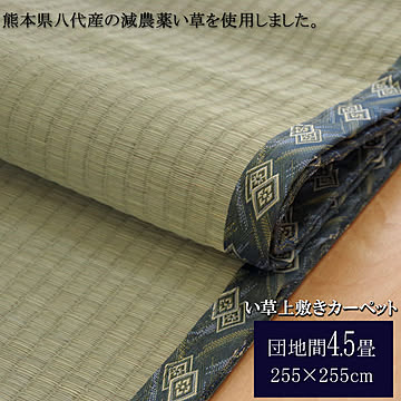 糸引織 西陣 い草 カーペット 団地間4.5畳 約255×255cm 純国産 減農薬栽培 熊本県八代産
