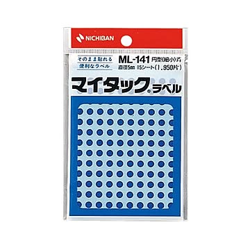 (まとめ) ニチバン マイタック カラーラベル 円型 直径5mm 青 ML-1414 1パック(1950片：130片×15シート)  【×50セット】