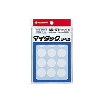 （まとめ） ニチバン カラーラベル 一般用 ML-171 一般用（単色） 20mm径 ML-1715 白 1P入 【×10セット】