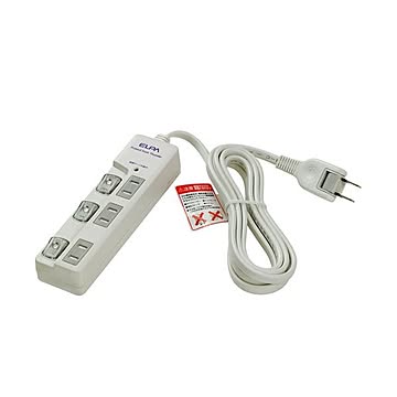 （まとめ）ELPA 耐雷サージLEDランプスイッチ付タップ(上差し) 3個口 2m WBS-LU302B(W) 1個【×5セット】