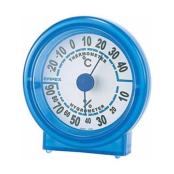 (まとめ)EMPEX 温度・湿度計 シュクレ温度・湿度計 TM-5526 クリアブルー×5セット