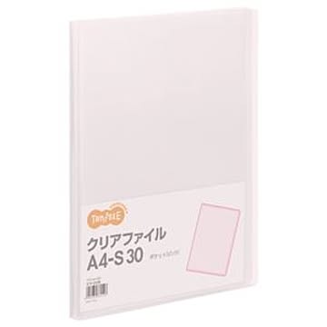 （まとめ） TANOSEE クリアファイル A4タテ 30ポケット 背幅17mm ピンク 1冊 【×30セット】