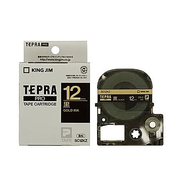 （まとめ） キングジム テプラ PRO テープカートリッジ パステル 12mm 黒／金文字 SC12KZ 1個 【×5セット】