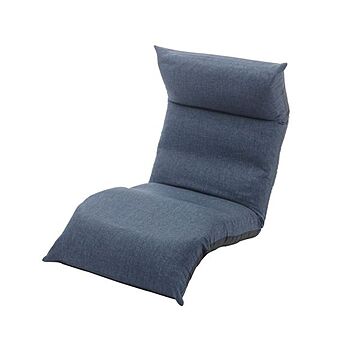 日本製 リクライニング フロアチェア 座椅子 ブルー 幅54cm スチールパイプ ウレタン 折りたたみ収納可