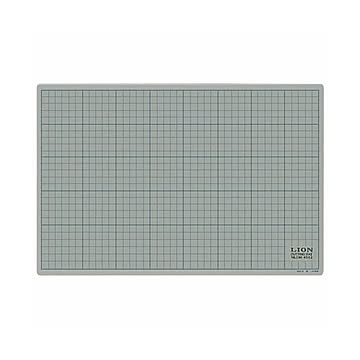 (まとめ) ライオン事務器 カッティングマット 再生PVC製 両面使用 450×300×3mm 灰/黒 CM-4512 1枚  【×5セット】