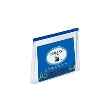 (業務用10セット) LIHITLAB クリアケース/クリアポーチ 【A5/ワイドマチ付き】 ヨコ型 F-72SM 藍