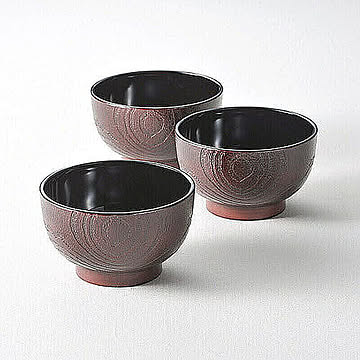 杢目塗どんぶり椀3客 管理No. 4560138652381