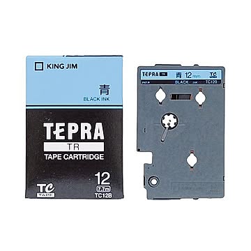 (まとめ) キングジム テプラ TR テープカートリッジ パステル 12mm 青／黒文字 TC12B 1個 【×10セット】