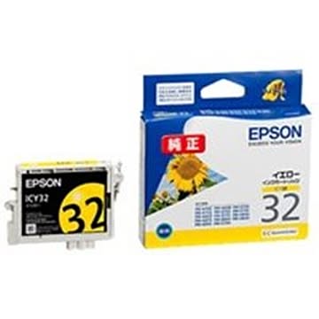 （まとめ買い）エプソン EPSON IJインクカートリッジ ICY32 イエロー ×4セット