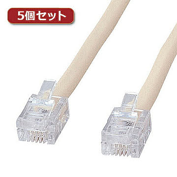 5個セット サンワサプライ シールド付ツイストモジュラーケーブルTEL-ST-10N2X5 管理No. 4589452969579