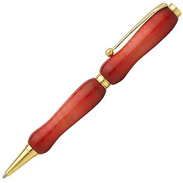 日本製 Air Brush Wood Pen キャンディカラー ボールペン(ギター塗装)【クロスタイプ/芯：0.7mm】Red/カーリーメイプル