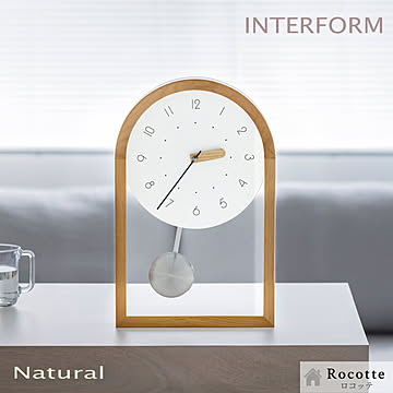 【電池ﾌﾟﾚｾﾞﾝﾄ】インターフォルム 振り子時計 掛け時計 置時計 2way 連続秒針  イクナ CL4621 