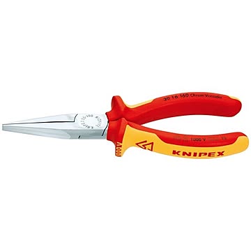 KNIPEX（クニペックス）3016-160 絶縁ロングノーズプライヤー 1000V （SB）