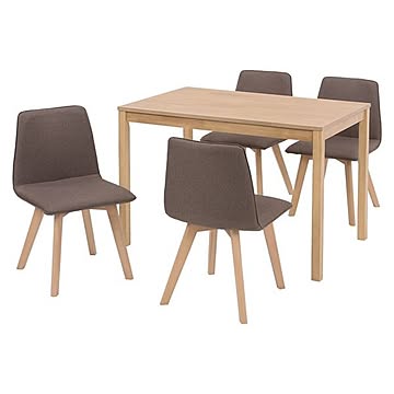 ダイニングセット 5点 ナチュラルテーブル 110×70cm ブラウンチェア×4 木製 組立品
