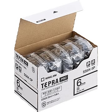 テプラ PROテープカートリッジ 白ラベル 6mm （黒文字） 5個入エコパック