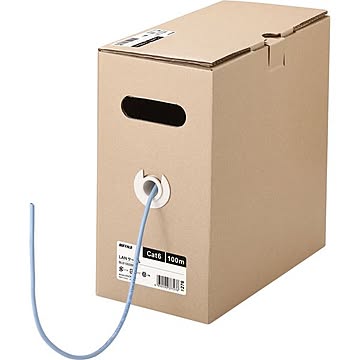 バッファロー Cat6 LANケーブル 100m 単線 ブルー BL61000BL